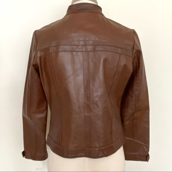 NWOT Arden B real leather jacket, brown, size M - Picture 2 of 6